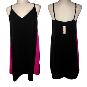 NWT SUGAR LIPS Black & Pink Spaghetti Strap Mini Dress Size S